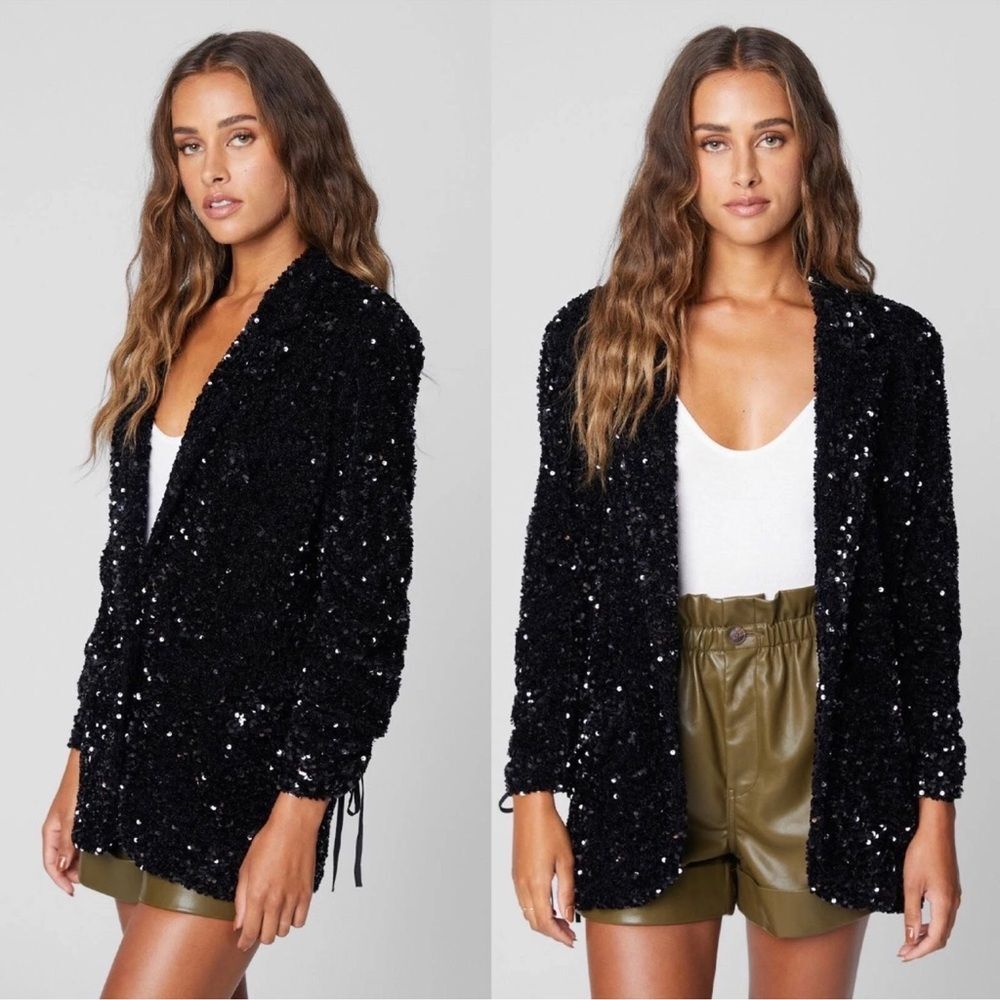 BlankNYC Black Sequin Blazer Size M